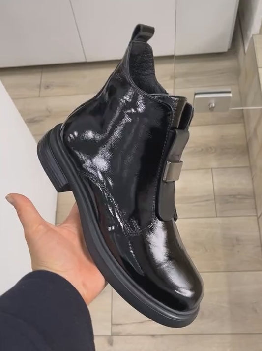 Women's Patent Leather Martin Boots