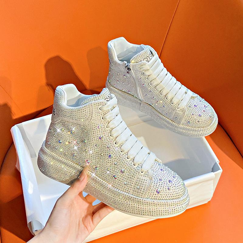 Shining Rhinestone High-top Shoes